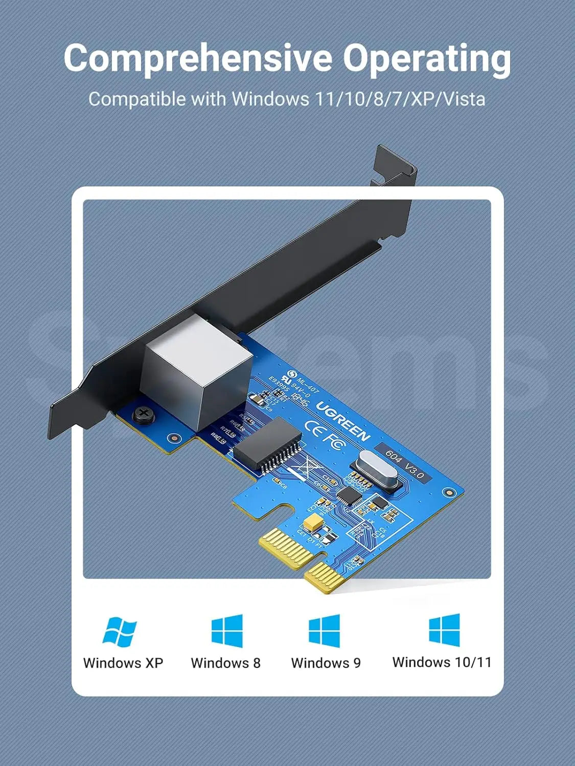 UGREEN US230 30771 PCIe Gigabit Ethernet network card package contents