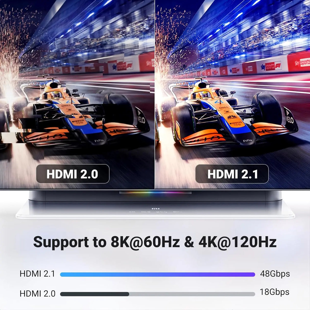 Ugreen 1m 8K@60Hz HDMI 2.1 मेल टू मेल केबल अल्ट्रा HD, डायनामिक HDR, हाई स्पीड 48Gbps, डॉल्बी विजन, eARC, Xbox One, Nintendo स्विच, Samsung TV, Roku, PS5, नायलॉन ब्रेडेड (70319) के लिए कम्पैटिबल है 