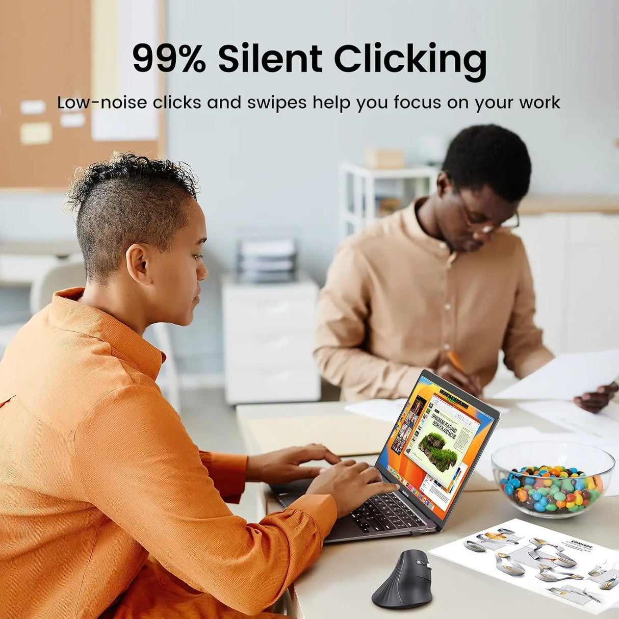 UGREEN Vertical Ergonomic Mouse Wireless (Bluetooth 5.0+2.4G) with 5 Buttons, 1000/16000/2000/4000 DPI, Prevention of Mouse Arm Compatible with PC/Laptop/Tablet, Black (25444) - Ugreen India
