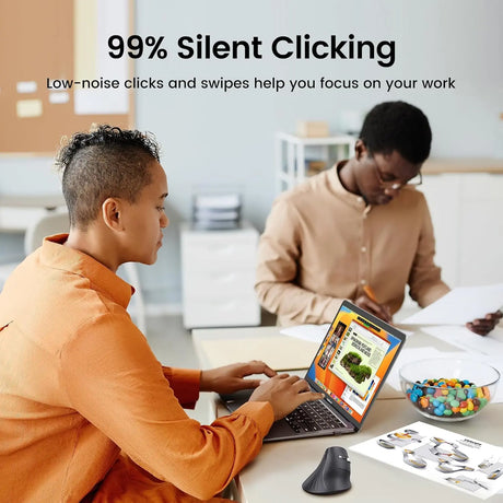 UGREEN Vertical Ergonomic Mouse Wireless (Bluetooth 5.0+2.4G) with 5 Buttons, 1000/16000/2000/4000 DPI, Prevention of Mouse Arm Compatible with PC/Laptop/Tablet, Black (25444) - Ugreen India