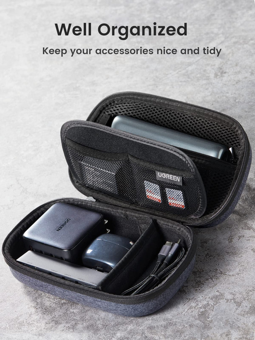 UGREEN 50903 grey portable cable and electronics organizer for backpack luggage and office travel