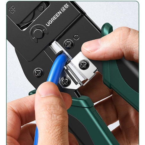UGREEN RJ45 crimping tool close up cable stripping and crimping area