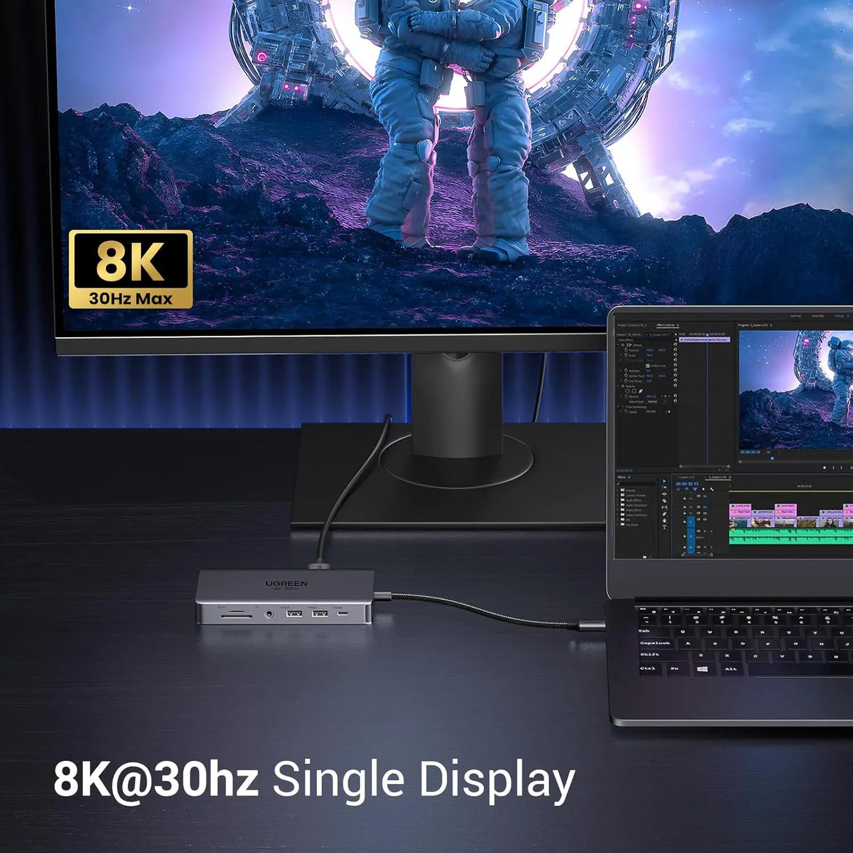 UGREEN 11 इन 1 USB C हब डुअल HDMI डॉकिंग स्टेशन, डुअल 4K@60Hz सिंगल 8K@30Hz, 10 Gbps USB पोर्ट, PD 100W, 1Gbps ईथरनेट, कार्ड रीडर(15965) 