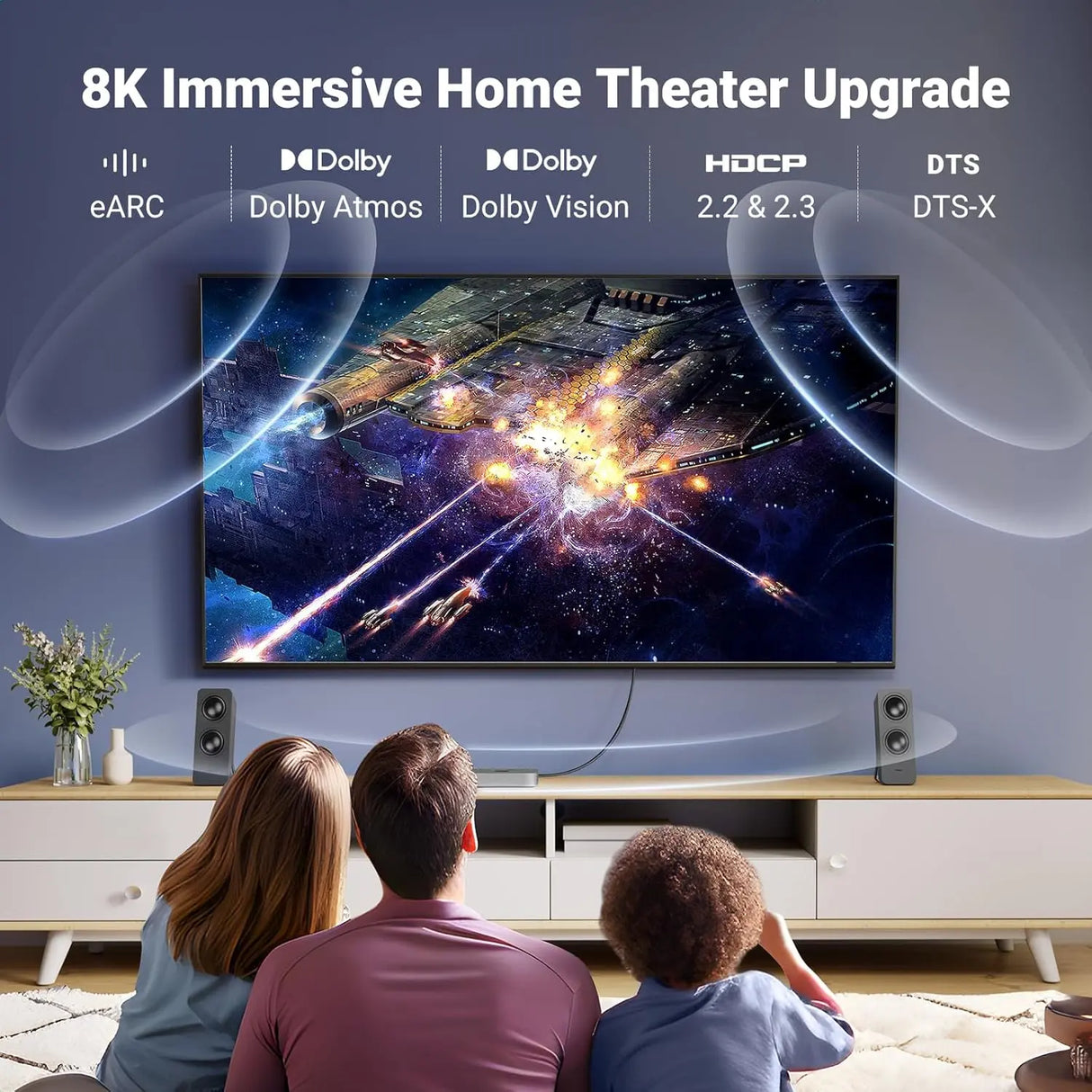 UGREEN HDMI 2.1 Cable 2M 8K@60Hz 4K@120Hz Ultra HD Braided Dynamic HDR eARC Dolby Vision PS5 Xbox Series X TV Monitor (70321)