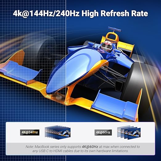 UGREEN 1M USB C to HDMI 2.1 Cable 8K@60Hz 4K@240/144/120Hz Type C Thunderbolt 4 HDMI HDR Lead Compatible with MacBook iMac Mac Mini iPad Pro iPhone 17 16 Galaxy Tab 10 S25 Surface XPS Pixel 10(35596)