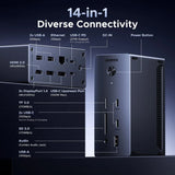 UGREEN Docking Station, Triple 4K Display (2x DP+ HDMI), 14-Port USB-C Dock, 100W Max Charging for Laptop, 27W Max USBC, 10Gbps USB-C/A, 170MB/s SD, Ethernet, Audio, 140W Power Supply for Dell, HP(85489)