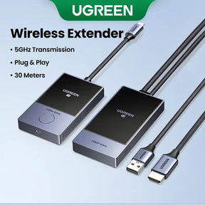 UGREEN Wireless HDMI Transmitter Receiver USB-C DP Protocol 1080P 60Hz 5G WiFi Computer Laptop TV Camera 98FT 30M (35031A) Ugreen