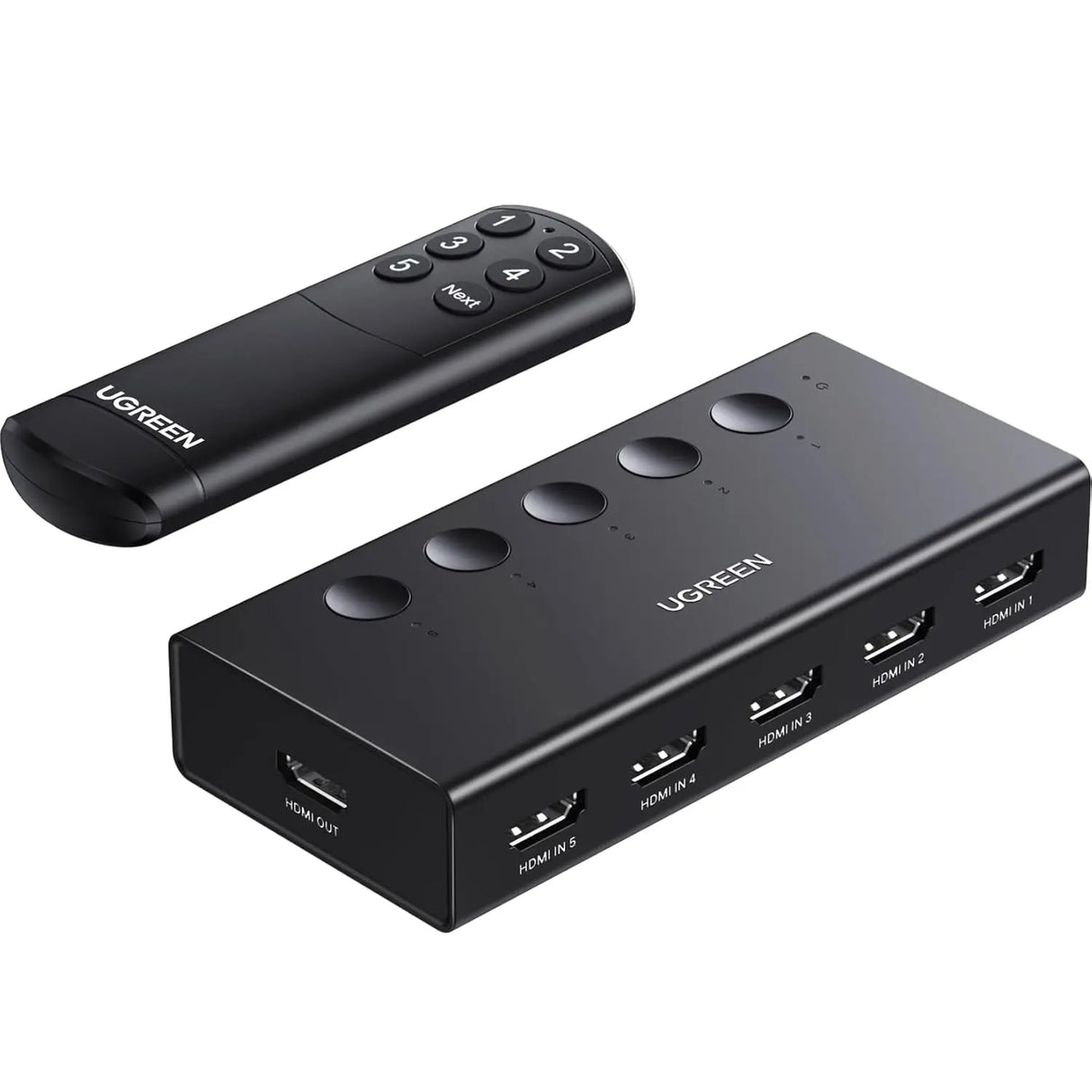 UGREEN HDMI সুইচ 5 in 1 Out 2.0 4K@60Hz সুইচার রিমোট 5 পোর্ট সিলেক্টর বক্স সাপোর্ট সহ 3D CEC HDR HDCP2.2 PS5/4/3 Xbox Fire Stick এর সাথে সামঞ্জস্যপূর্ণ, কালো (90512)