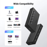 UGREEN HDMI সুইচ 5 in 1 Out 2.0 4K@60Hz সুইচার রিমোট 5 পোর্ট সিলেক্টর বক্স সাপোর্ট সহ 3D CEC HDR HDCP2.2 PS5/4/3 Xbox Fire Stick এর সাথে সামঞ্জস্যপূর্ণ, কালো (90512)