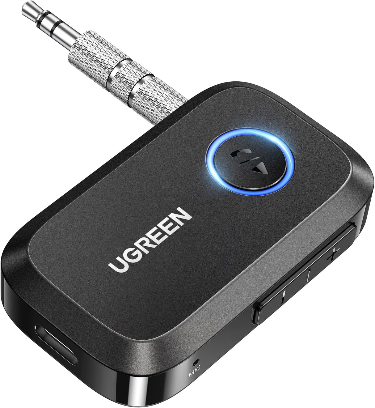 UGREEN Bluetooth 5.4 Car Adapter, Hands-Free Call & Noise Cancelling AUX to Bluetooth Adapter for Car, 3.5mm Audio Blue-Tooth Receiver for Cars Stereo Home Speaker - 15H Battery Life (90748)