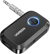 UGREEN Bluetooth 5.4 Car Adapter, Hands-Free Call & Noise Cancelling AUX to Bluetooth Adapter for Car, 3.5mm Audio Blue-Tooth Receiver for Cars Stereo Home Speaker - 15H Battery Life (90748)