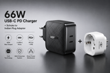 UGREEN 66W 2-पोर्ट USB C PD चार्जर PPS 20W USB C को सपोर्ट करता है जो MacBook Pro/Air, iPad Pro, iPhone 13, iPhone 12 Pro, 11, Dell XPS 15, Surface Go, Galaxy S21 आदि के साथ कम्पैटिबल है। (70867)