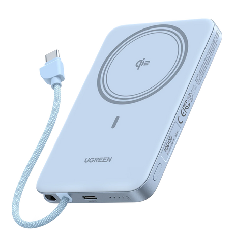 UGREEN MagFlow Air 65839B 10000mAh Qi2 magnetic power bank, starlight blue