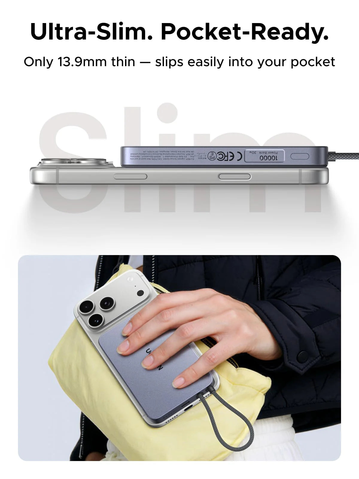 UGREEN MagFlow Air Magnetic Power Bank (10000mAh, Qi2 15W) (75982)
