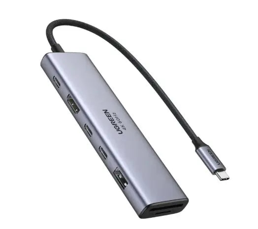 UGREEN USB-C 7 इन 1 मल्टीफंक्शनल एडाप्टर, 1*HDMI, 2*USB-C 3.2, 1*USB-A 3.2, 1*SD/TF, 1* 100W PD (45521)