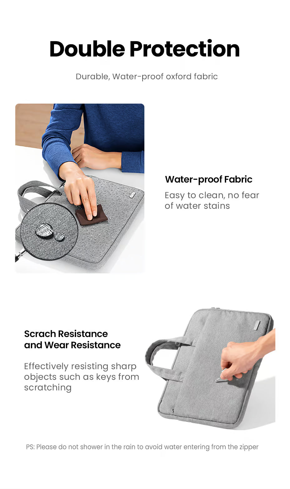UGREEN Laptop Sleeve for 13–13.9″ | Slim Protective Laptop Case – Water-Resistant Three-Layer Design, Shock Absorb Interior + Organized Pockets (20448)