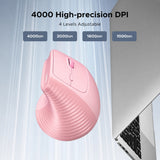 UGREEN Ergonomic Wireless Vertical Mouse, 2.4G & Bluetooth Dual Mode, 4000 DPI, 57° Vertical Angle Silent Mouse for Laptop,Tablet,PC, Pink (65666)