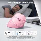 UGREEN Ergonomic Wireless Vertical Mouse, 2.4G & Bluetooth Dual Mode, 4000 DPI, 57° Vertical Angle Silent Mouse for Laptop,Tablet,PC, Pink (65666)