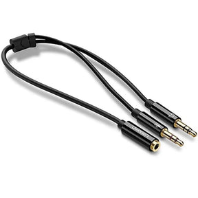 UGREEN 20cm 3.5mm Audio Splitter Cable Female to Dual Male Headphone Mic Y-Splitter ABS Case PC Laptop Smartphone 20898 Ugreen