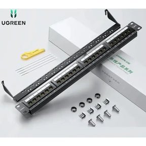 UGREEN Cat6 Patch Panel 24-Port 1U Rack Mount UTP Ethernet Network Panel RJ45 LAN Cable Data Center Server Office (70423) Ugreen