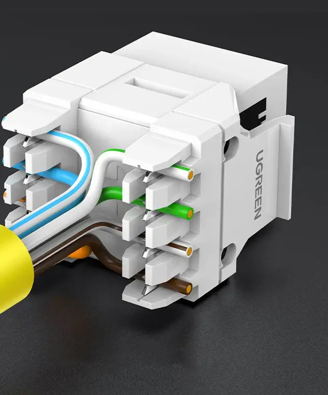 UGREEN Cat6 UTP Tool-Free Modular Information Outlet Connector 180° Network Wall Jack Keystone RJ45 Ethernet Port (80452)