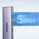 UGREEN 5-in-1 USB-C Multiport Dock 4K@60Hz HDMI 100W Power Delivery 3x USB-A 3.0 MacBook Pro iPad Pro Surface XPS ThinkPad 15597