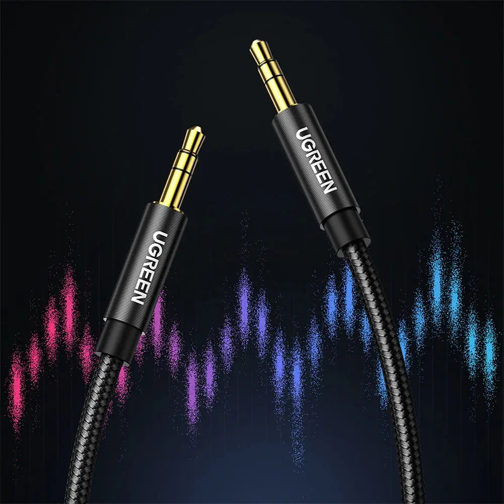UGREEN 1M 3.5mm Male to Male Stereo Audio Aux Cable Braided Car Stereos iPhone iPad Smartphones Tablets Media Players 50361