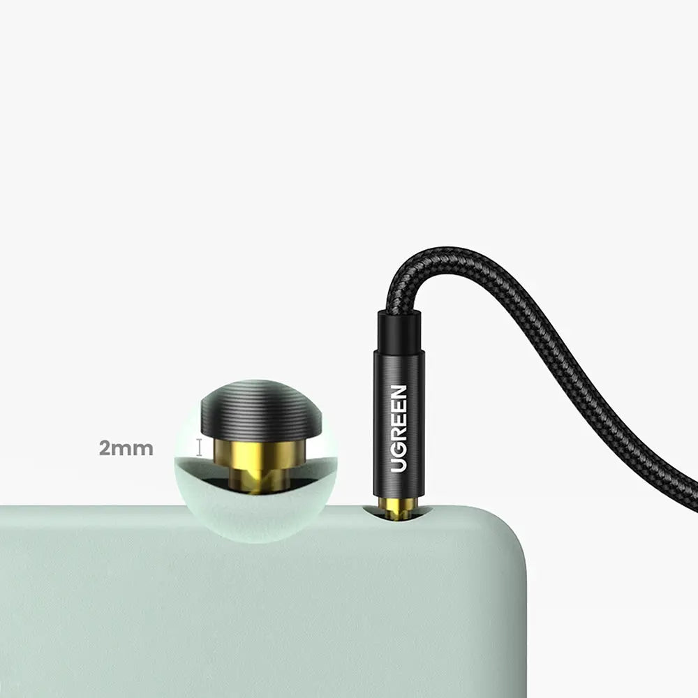 UGREEN 1M 3.5mm Male to Male Stereo Audio Aux Cable Braided Car Stereos iPhone iPad Smartphones Tablets Media Players 50361