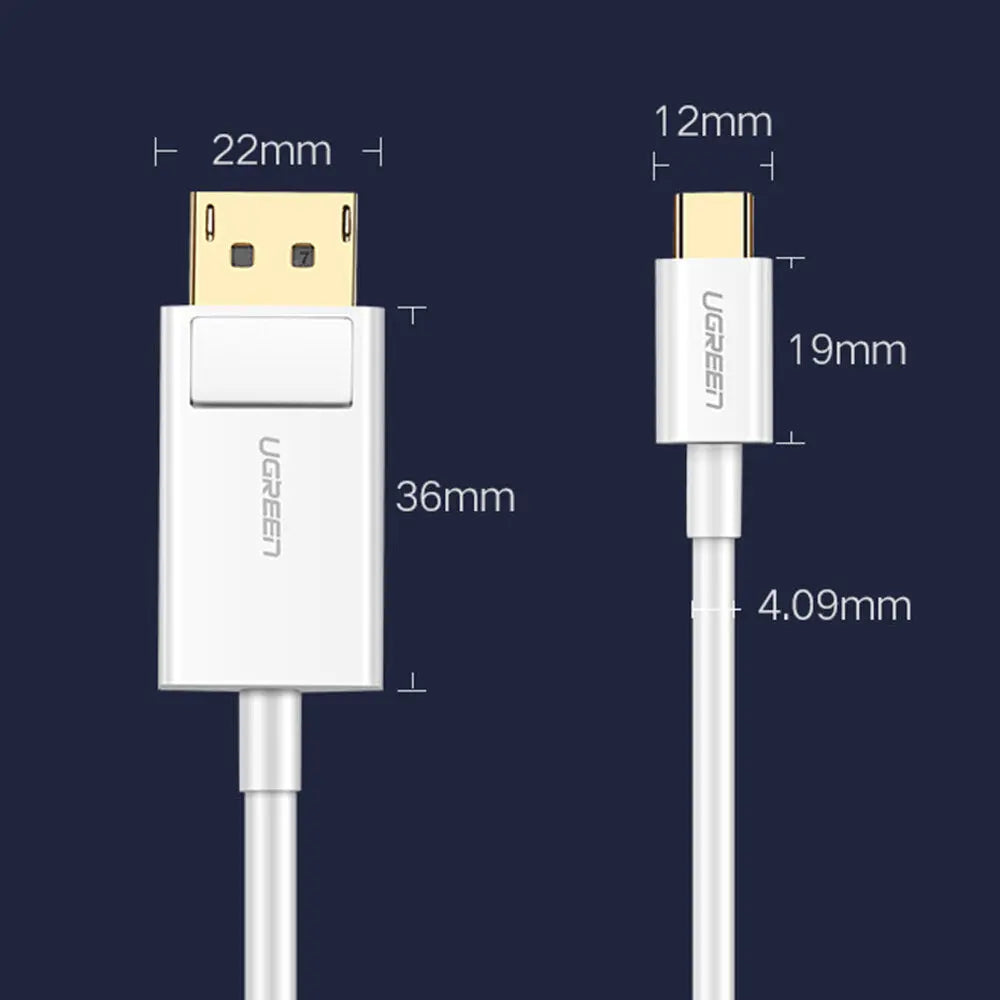 UGREEN USB C to DisplayPort Cable 1.5M Type-C Male DP Female Adapter 4K 30Hz UHD Video MacBook iPad Dell Surface (40420) Ugreen
