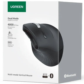 UGREEN Vertical Ergonomic Mouse Wireless Bluetooth 5.0 2.4G 5 Button 1000-4000 DPI Mouse Arm Prevention PC Laptop (25444) Ugreen
