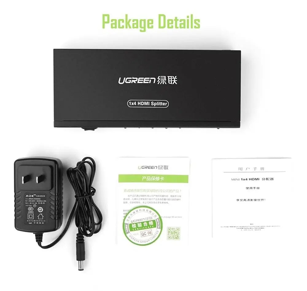 UGREEN 1x4 HDMI एम्पलीफायर स्प्लिटर ( 40202 )