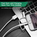 Ugreen 1.5M 3 In 1  USB 2.0 Multifunction Cable With Braid, Usb A to Usb C/ Lightning/ Micro Usb Cable, Silver(50203) - Ugreen India