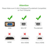 Mini DP to VGA, Ugreen Mini DisplayPort Thunderbolt Compatible to VGA Male to Female Adapter Black (10437) - Ugreen India