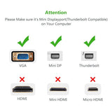Mini DP to VGA, Ugreen Mini DisplayPort Thunderbolt Compatible to VGA Male to Female Adapter Black (10437) - Ugreen India