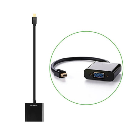 Mini DP to VGA, Ugreen Mini DisplayPort Thunderbolt Compatible to VGA Male to Female Adapter Black (10437) - Ugreen India