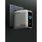 UGREEN Nexode Pro X773 100W 5-Port GaN Charger with Smart Display – 4 USB-C + USB-A (65620B) + Schuko to Indian Plug Adapter