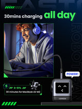 UGREEN Uno RobotGaN 25685B 65W 3-port charger, black, 20 minutes charging for all-day use