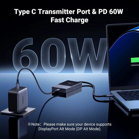 UGREEN HDMI 1080P@60Hz Wireless Transmitter and Receiver TX USB-C (DP Protocol) and RX 5G WiFi Transmission Compatible with Cell Phone/Computer/Laptop/Camera/TV Box/DVD/TIKTOK/Neflix ,98FT/30M(35031A Ugreen