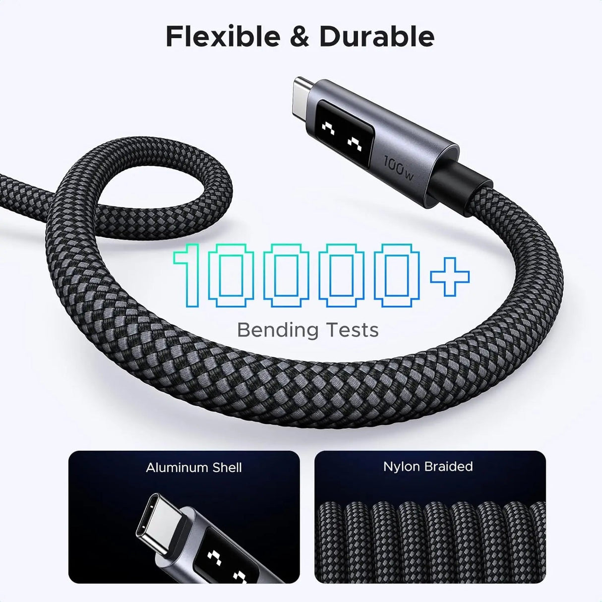 UGREEN 0.5M/1.6Ft 100W Uno USB C to USB C Fast Charging Cable with LED Display - Ugreen India