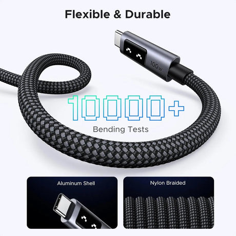 UGREEN 0.5M/1.6Ft 100W Uno USB C to USB C Fast Charging Cable with LED Display - Ugreen India