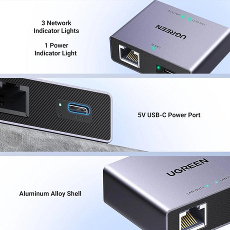 UGREEN 1 to 2 Ethernet Splitter 1000Mbps (45311) - Ugreen India