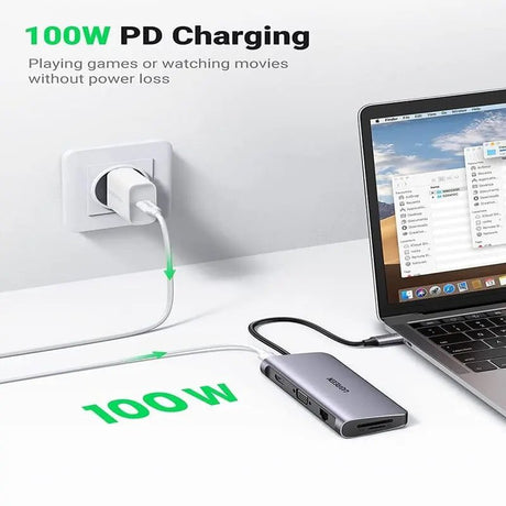 UGREEN 10 in 1 Usb C Docking Station With Ethernet, 4K USB C to HDMI, VGA, PD Power Delivery, 3*USB 3.0 Ports, USB C to 3.5mm, SD/TF Cards Reader for MacBook/Pro/Air and Type C Windows Laptops (80133) - Ugreen India