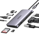 UGREEN 10 in 1 Usb C Docking Station With Ethernet, 4K USB C to HDMI, VGA, PD Power Delivery, 3*USB 3.0 Ports, USB C to 3.5mm, SD/TF Cards Reader for MacBook/Pro/Air and Type C Windows Laptops (80133) - Ugreen India