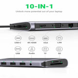 UGREEN 10 in 1 Usb C Docking Station With Ethernet, 4K USB C to HDMI, VGA, PD Power Delivery, 3*USB 3.0 Ports, USB C to 3.5mm, SD/TF Cards Reader for MacBook/Pro/Air and Type C Windows Laptops (80133) - Ugreen India