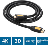 UGREEN 10129 coiled black HDMI cable with yellow connector accents