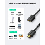 UGREEN 1m HDMI Male to Female Extension Cable Support 3D/4K@60Hz/1080P HDMI Extender for TV Stick, Roku Stick, Chromecast, Nintendo Switch, Xbox 360, PS4, PS3, Blu Ray Player, HDTV, Laptop, PC (10141) - Ugreen India