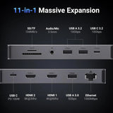 UGREEN 11 In 1 USB C Hub Dual HDMI Docking Station, Dual 4K@60Hz Single 8K@30Hz, 10 Gbps USB Port, PD 100W, 1Gbps Ethernet, Card Reader(15965) - Ugreen India