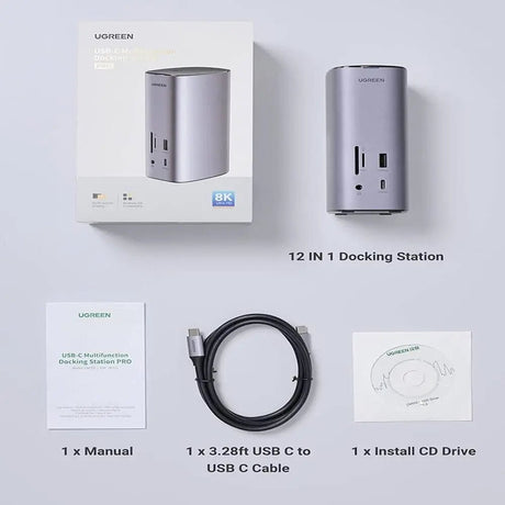 UGREEN 13 - in - 1 USB - C PD Docking Station for Laptop With HDMI, DP 4k@60Hz (8K Max) Triple Display Monitor for Windows and Mac, 10 Gbps USB - C and USB - A Data, 100W Charging, Ethernet, Audio, SD/TF Card slot (90325) - Ugreen India