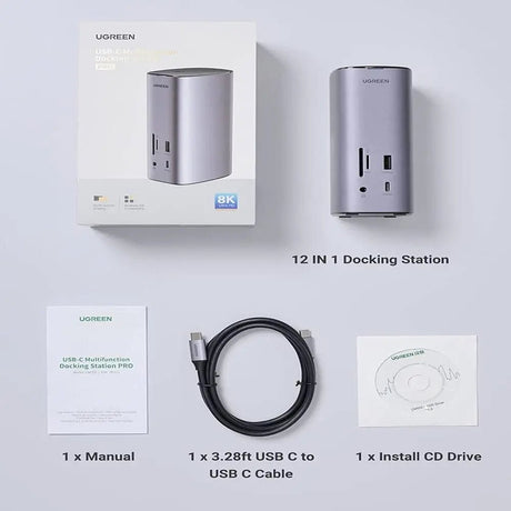 UGREEN 13 - in - 1 USB - C PD Docking Station for Laptop With HDMI, DP 4k@60Hz (8K Max) Triple Display Monitor for Windows and Mac, 10 Gbps USB - C and USB - A Data, 100W Charging, Ethernet, Audio, SD/TF Card slot (90325) - Ugreen India