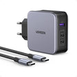 UGREEN 140W Nexode(EU) 3 - Port USB C GaN II Charger Support PD 3.1 USB C Power Supply, GaN Tech Compatible with MacBook Pro 16" 2021, Dell XPS, iPhone 14 Pro Max/Pro/14/13, Galaxy S22 Only Charger,With USB Cable (90549) - Ugreen India